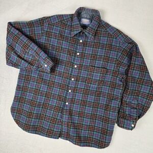 Pendleton Shirt Mens 1X (Large) Hunting Brodie Tartan Plaid Virgin Wool USA VTG